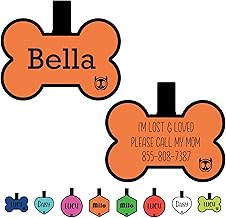 Silicone Silent Dog Tag Personalized with 5 Lines of Custom Deep Engraved Durable Soundless Pet ID Name Tag Bone Orange