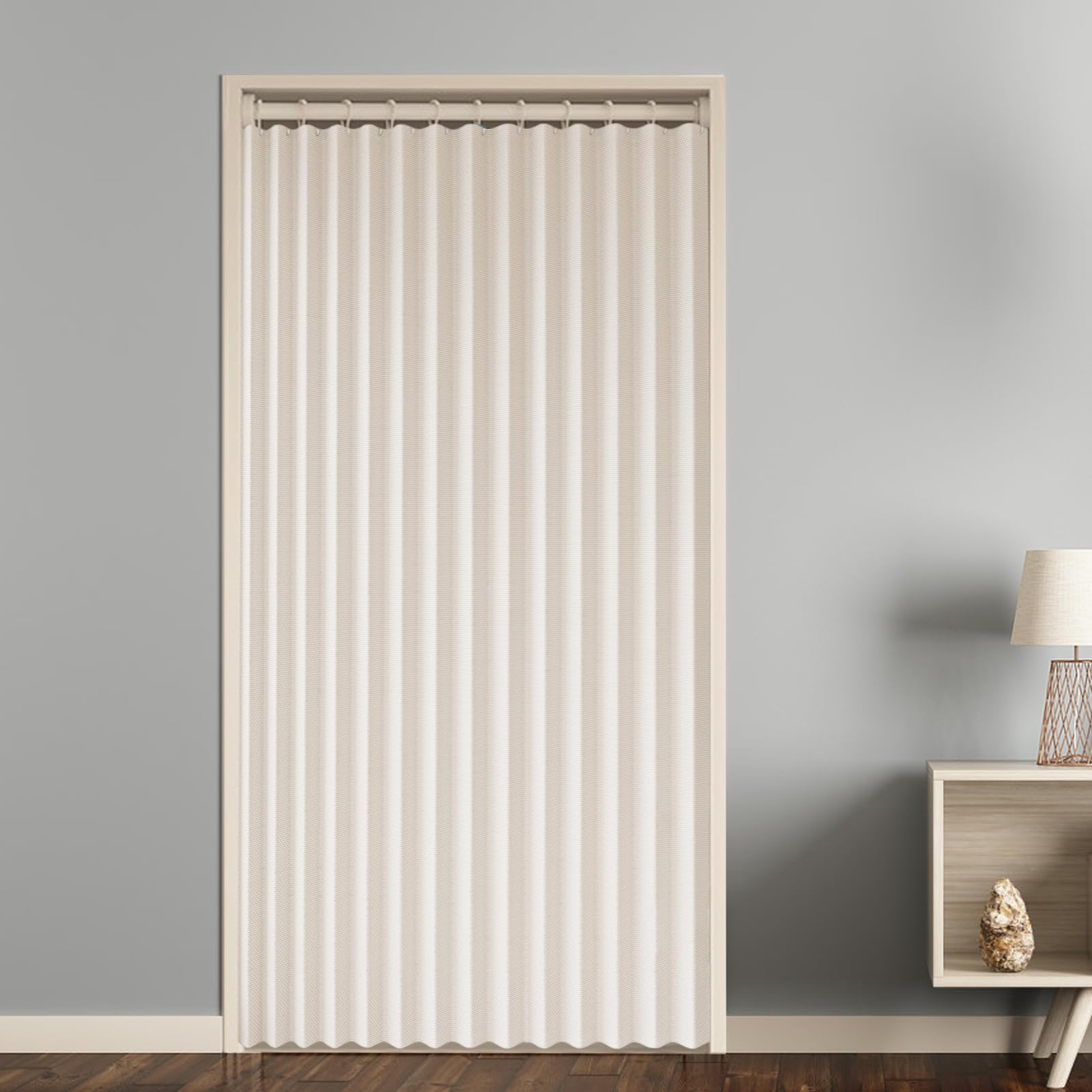 Tenda Divisoria Magnetica Oscurante Per Porte Interni – Pieghevole, Termica E Traspirante In Tessuto Lino 220g/m², Beige 100x220cm