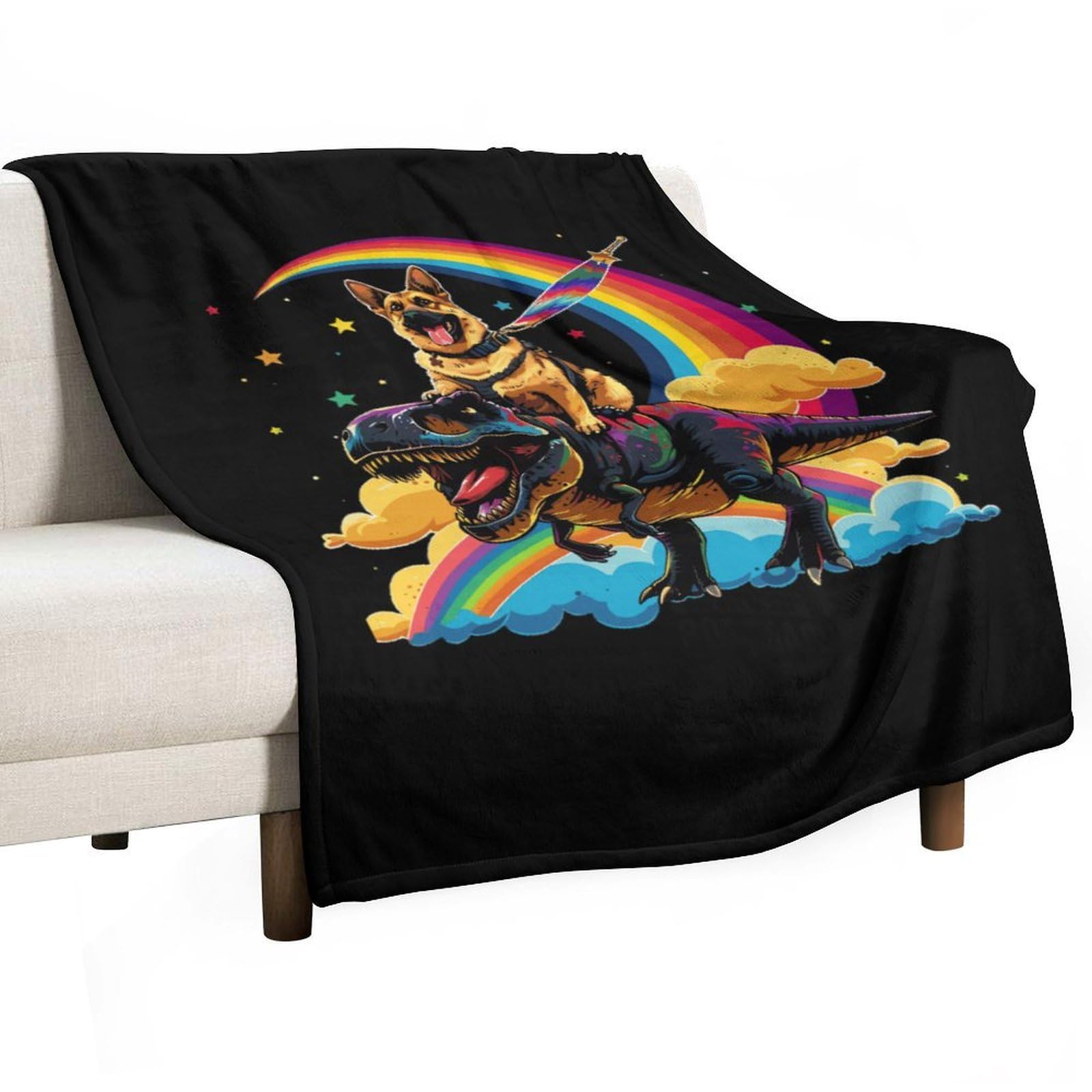 Cgsbngha Style German Shepherd Riding Flannel Fleece Blanket Lightweight Soft Throw Blankets For Sofa Couch Bed Chair