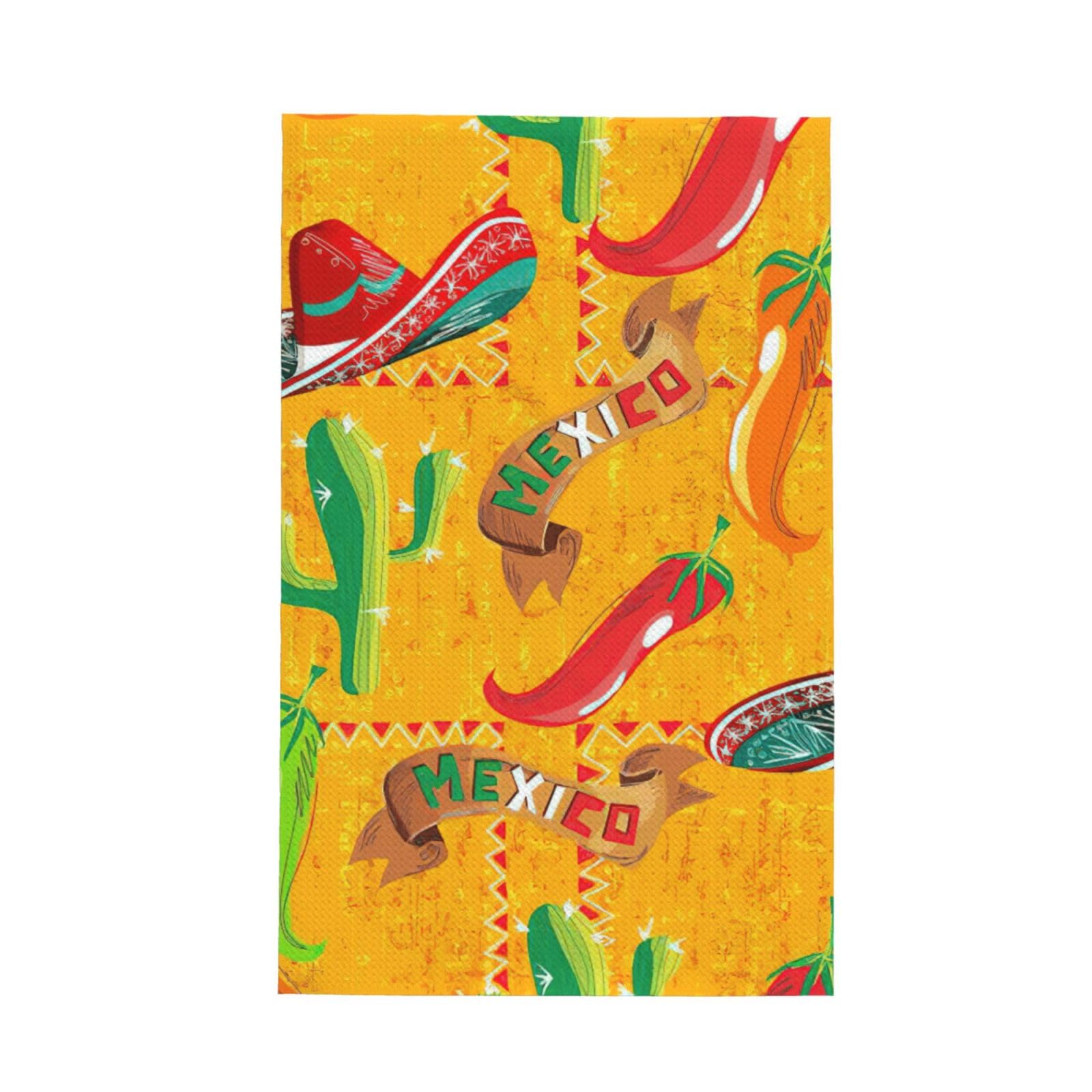 CKGODGF Cactus Hat And Chili Pepper Print Absorbent Waffle Dishcloths,Kitchen Towels With Hanging Loops,Tea Towels.