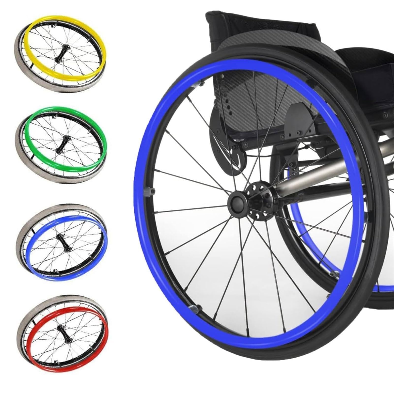 Uysela Blue 1 Pair Wheelchair Push Rim Covers, Wheelchair Handrim Covers, Silicone Non-Slip Wear-Resistant Wheelchair Push Rim Covers, Wheelchair Rear Wheel Cover,-20In
