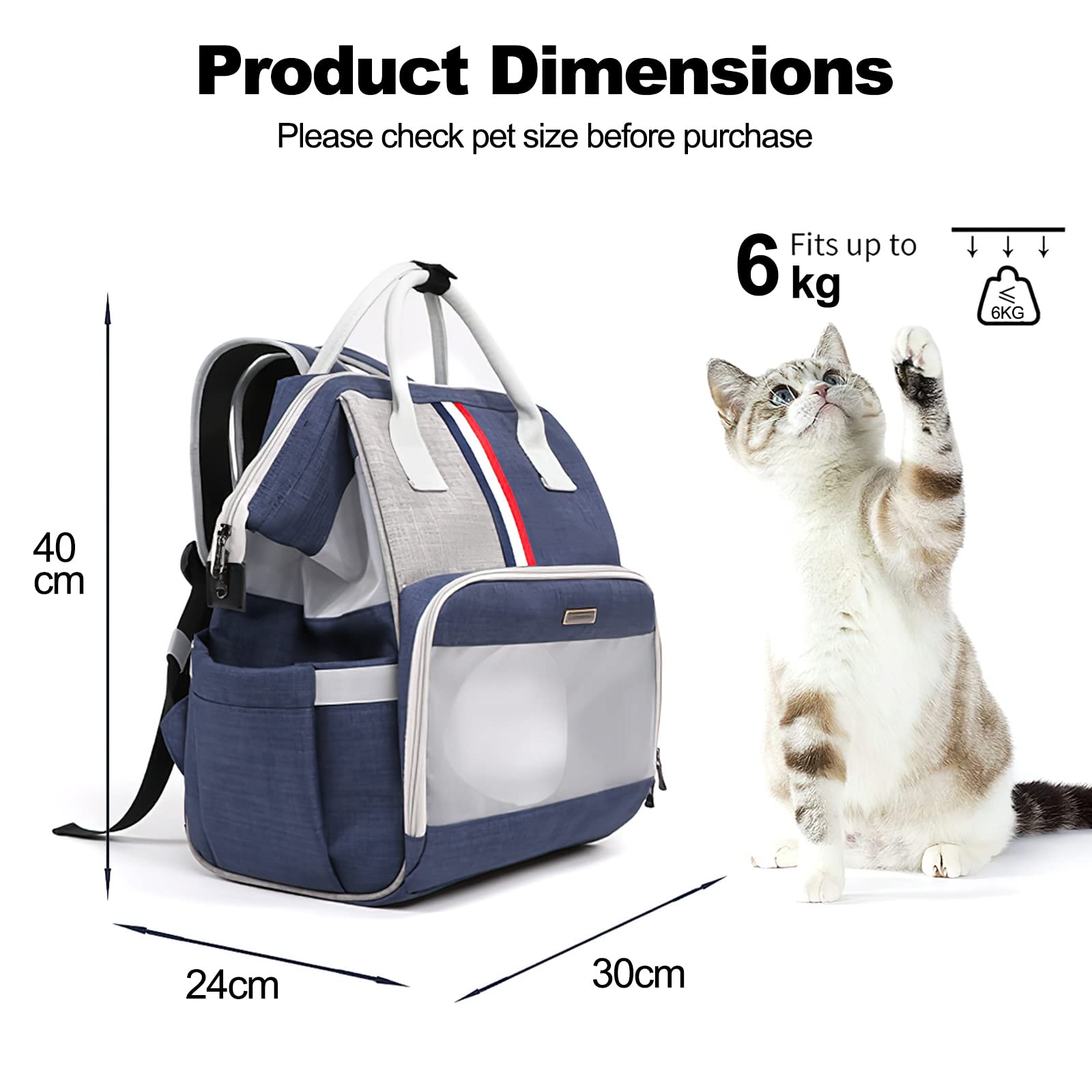 Galatée Zaino Per Animali Domestici, Comodo Zaino Per Gatti Traspirante, Zaino Pieghevole Per Gatti e Cani Di Piccola Taglia, Zaino Per Cani Per Viaggiare, Escursionismo, Campeggio(Grigio Scuro)