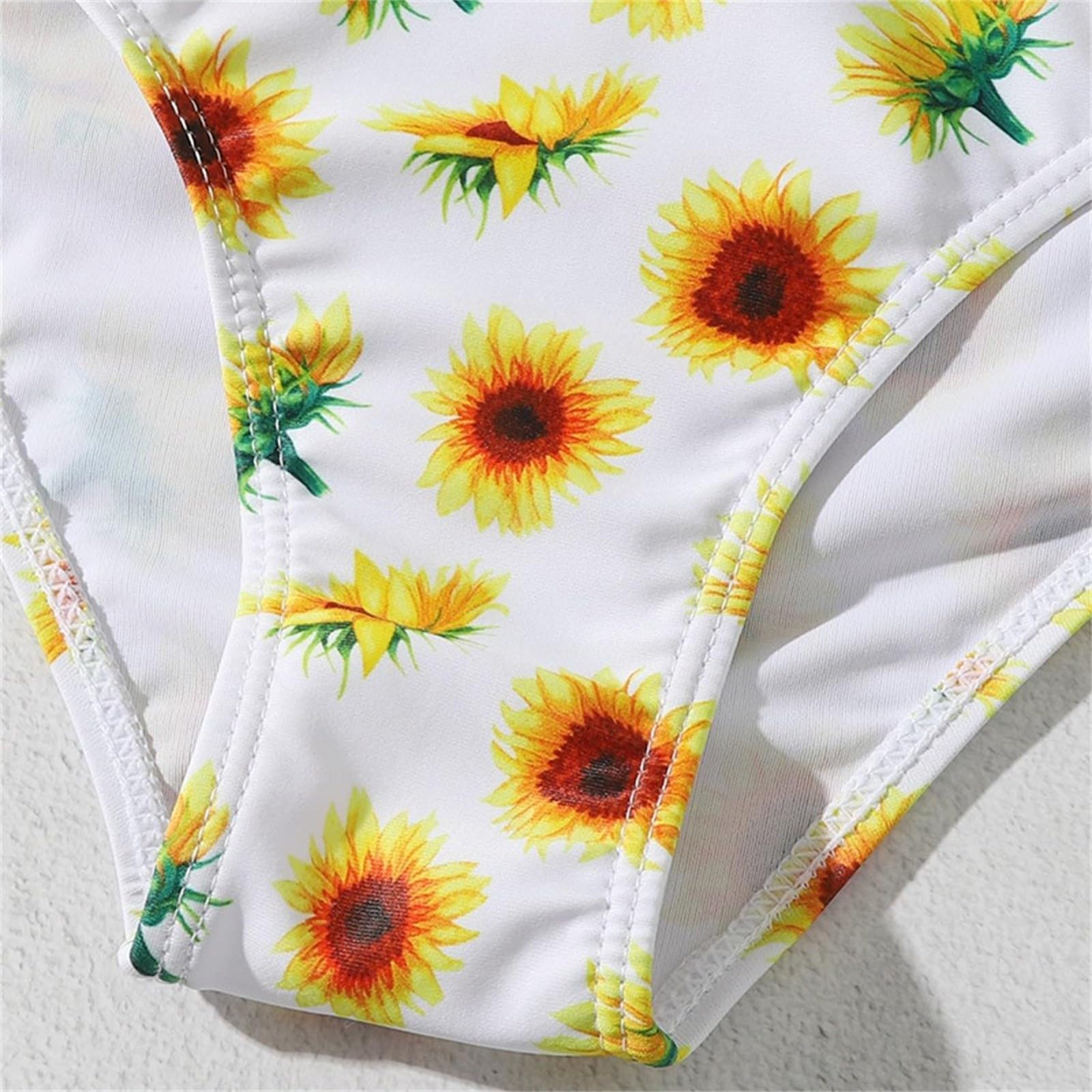 Generisch Bañador para niños pequeños, niñas, deportes, girasoles amarillos, estampados, bikini, dividido, bañador de playa