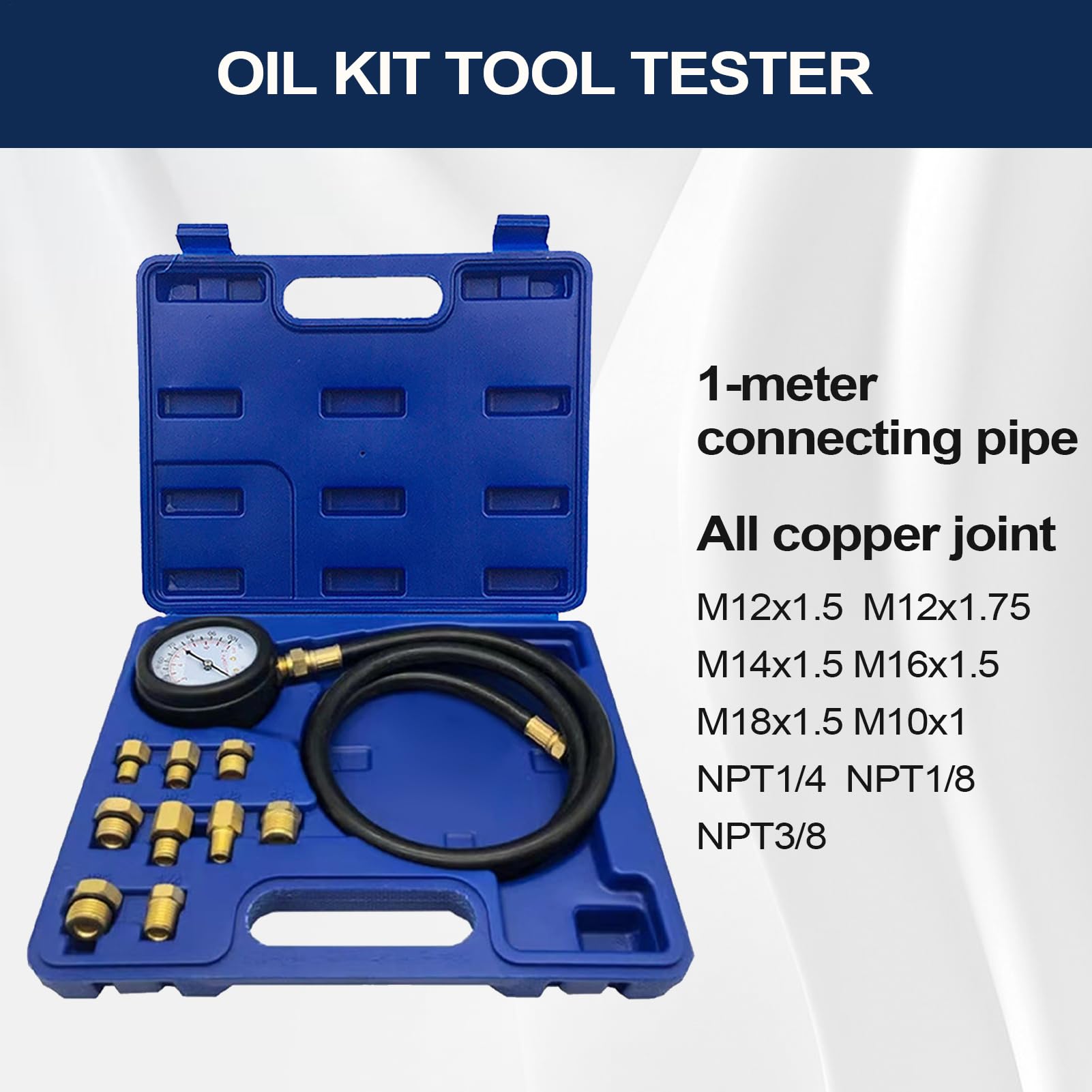 Kit di test di compressione motore strumento diagnostico motore, doppio | Valigetta motore con tubi extra lunghi e doppia scala per camion, moto e officine