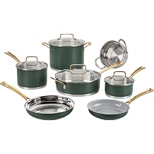 Cuisinart Cookware Set, 11 Piece Stainless Steel Cookware Pots and Pans, Home and Kitchen Durable Stainless Steel for Everyday Cooking, Matte Thyme, MT89G-11