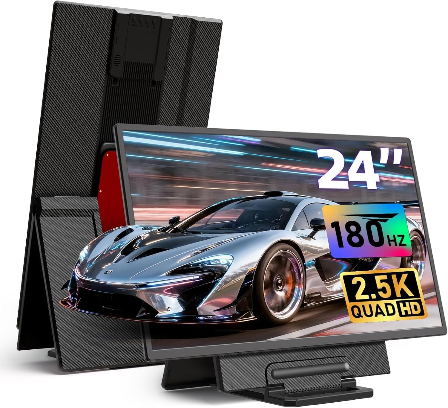 23.8" 2.5K 180Hz Portable Monitor - QHD Laptop Screen Extender 112% sRGB Wide Color HDR HDMI USB C Travel External Display with Stand Gaming Monitor for Computer PC Phone Game Console
