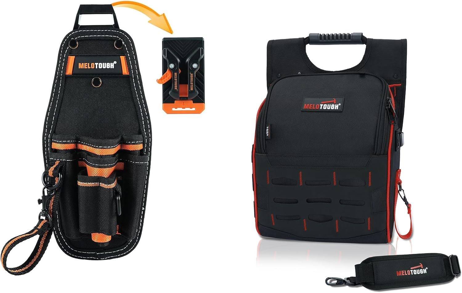 MELOTOUGH Small Tool Pouch with Quick Release Belt Clip,Electrician Tool Pouch with Shoulder Strap