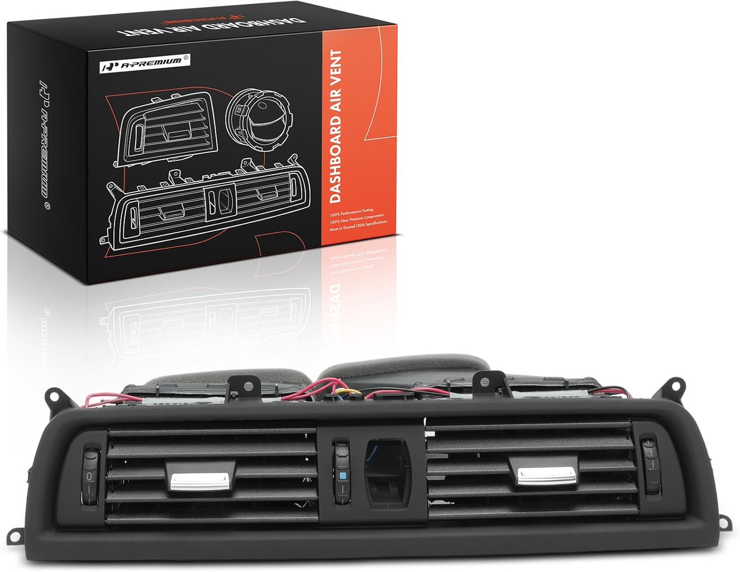 A-Premium Dashboard Air Vent Compatible with BMW 528i xDrive 2012-2016, 535d 2014-2016, 535i 2011-2016, 550i 2011-2016, ActiveHybrid 5 2012-2016, M5 2013-2016, Center Dash, Black