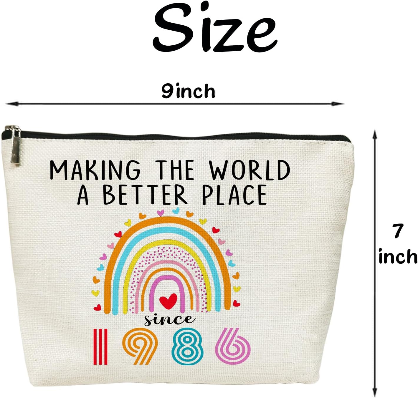 40th Birthday Gifts for Women Her Cosmetic Bags, 1986 Anniversary 40 Year Old Birthday Decorations Party Makeup Bag for Mom, Wife, Sister, Friend, Mothers Day, Christmas (1986) - Image 3