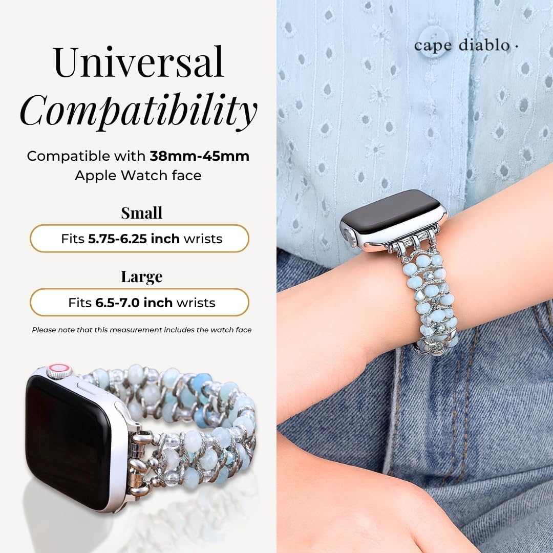 Cape Diablo Smart Watch Band for Women - Handmade Gemstone Strap - Compatible with 38mm-45mm Apple Faces