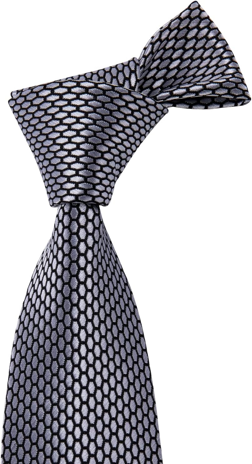 Barry.Wang Mens Tie Set Plaid Check Neckties Formal Business Wedding Luxury Pocket Square Cufflinks - Image 4