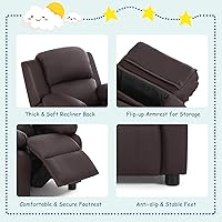 Vista 6 de HONEY JOY Silla reclinable para niños, silla de descanso 2 en 1 con reposabrazos, reposapiés ajustable y reposacabezas, silla reclinable para niños