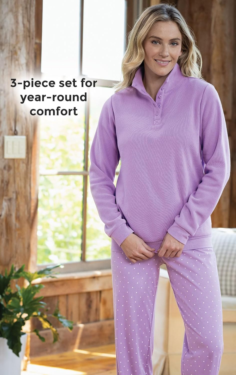 PajamaGram Womens Pajama Sets - Cotton Pajamas For Women, 3-Pc Set - Image 5