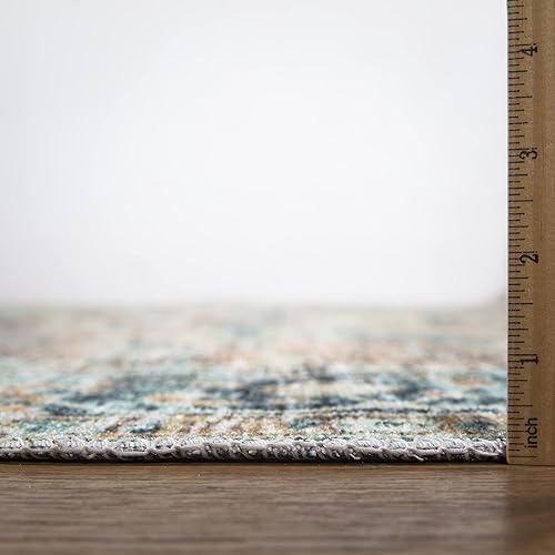 Miniatura 2 de Bloom Rugs - Alfombra caminera Caria lavable, antideslizante, de 1,83 m, color azul, verde y mandarina, para entrada, pasillo, baño y cocina, tamaño