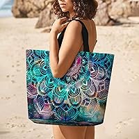 Vista 8 de Bolsas de comestibles reutilizables, bolsas de compras plegables con asas, bolsa de comestibles resistente para comestibles, estampado de mandala