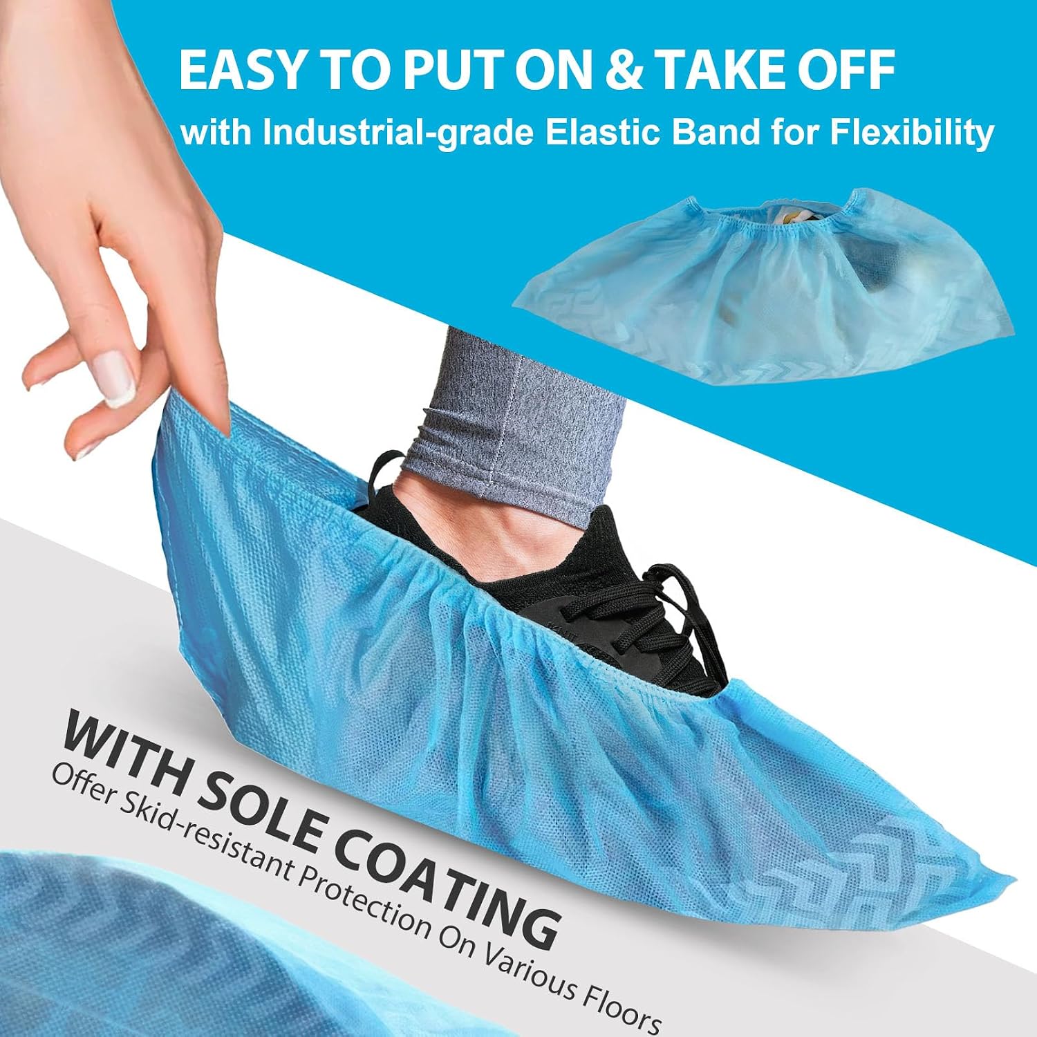 100 Pcs (50 Pairs) Disposable Anti-Slip PP Shoes Cover | Size Fits Most, Water Resistant, Non-Woven Shoe Booties Covers for Indoors