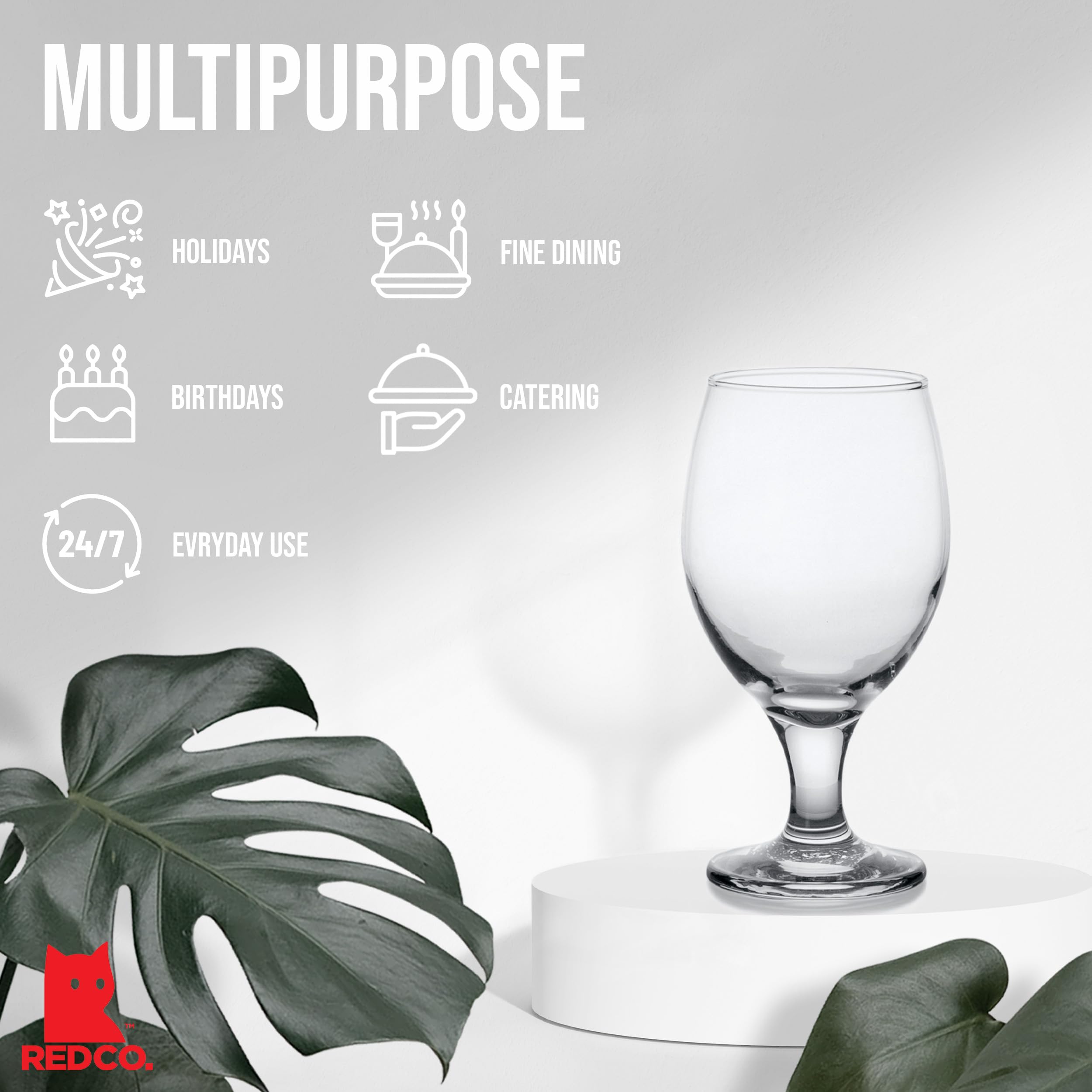 Red Co. Belluno Classic - Vasos transparentes para agua, jugo, licor, copas de vino, juego de 6 (13.5 onzas)