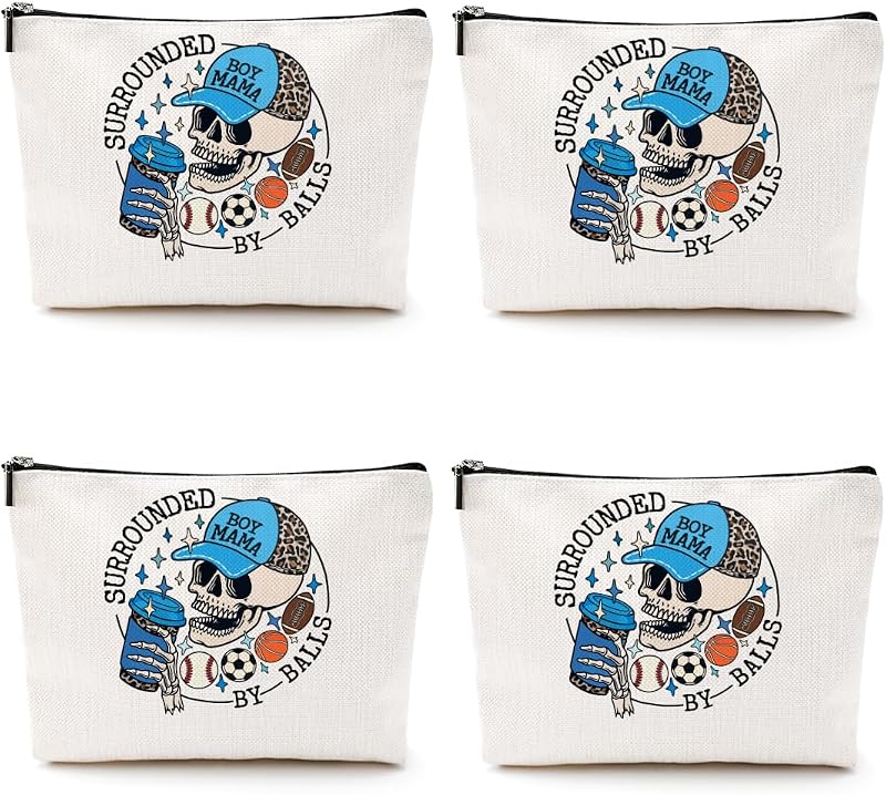 Conjunto CQM com 4 necessaires esportivas em lona, fechamento com zíper, Multicolor 1354