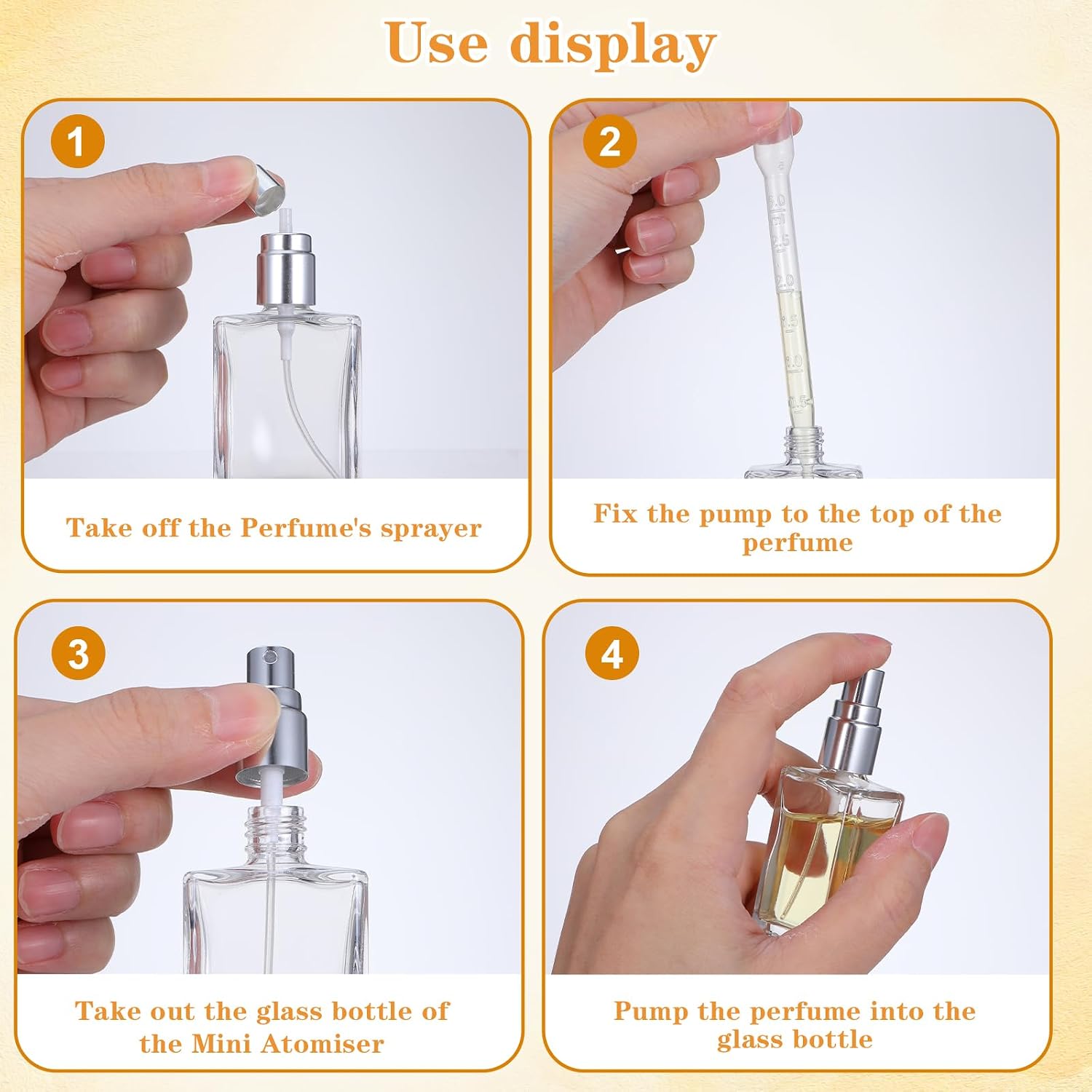 24 Pack Refillable Perfume Bottle Clear Glass Fine Mist Atomizer Spray Bottles Empty Perfume Bottles 15ml Portable Square Design with Funnels Droppers