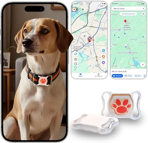 GPS Tracker for Dogs & Cats - No Monthly Fee, Waterproof Real-Time Tracking Coll