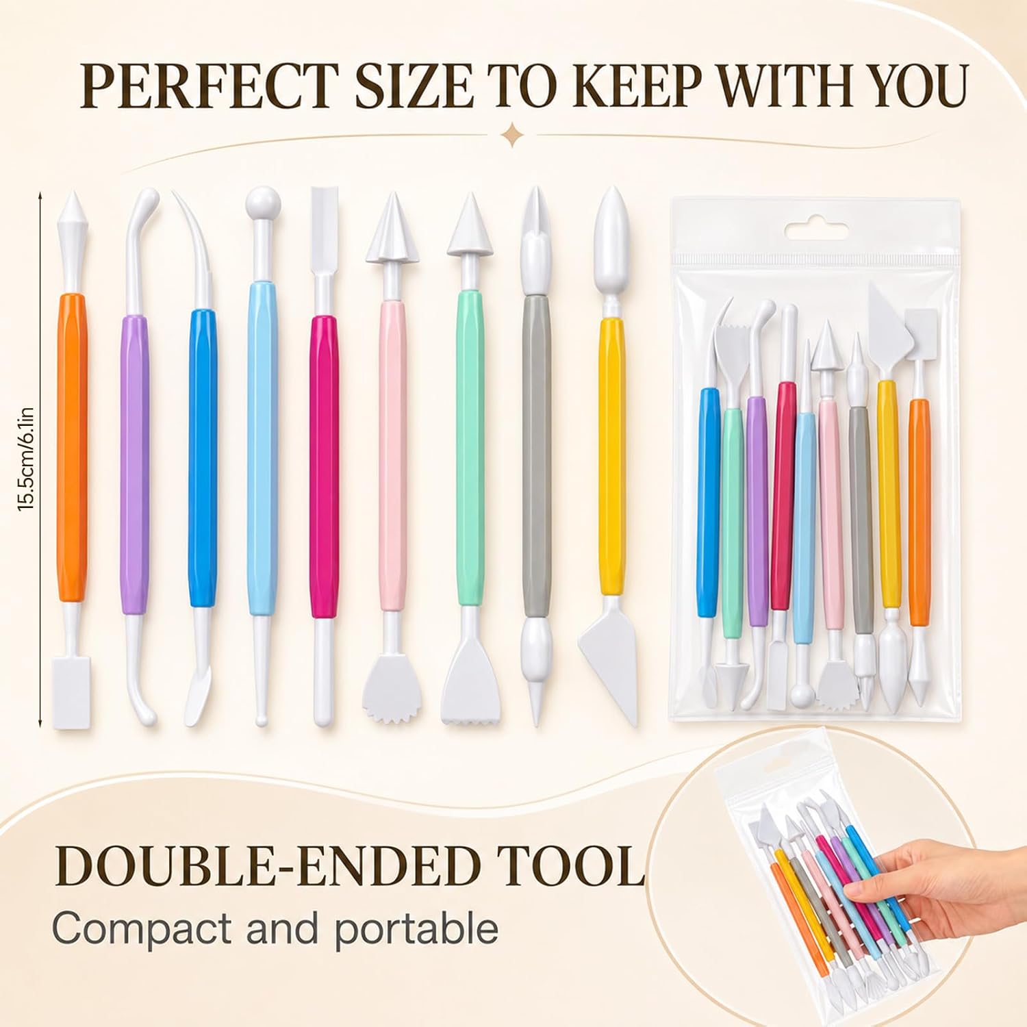 Ferrochef 20 Set 180 Pcs Clay Tools, Plastic Sculpting Tool, Colorful Style