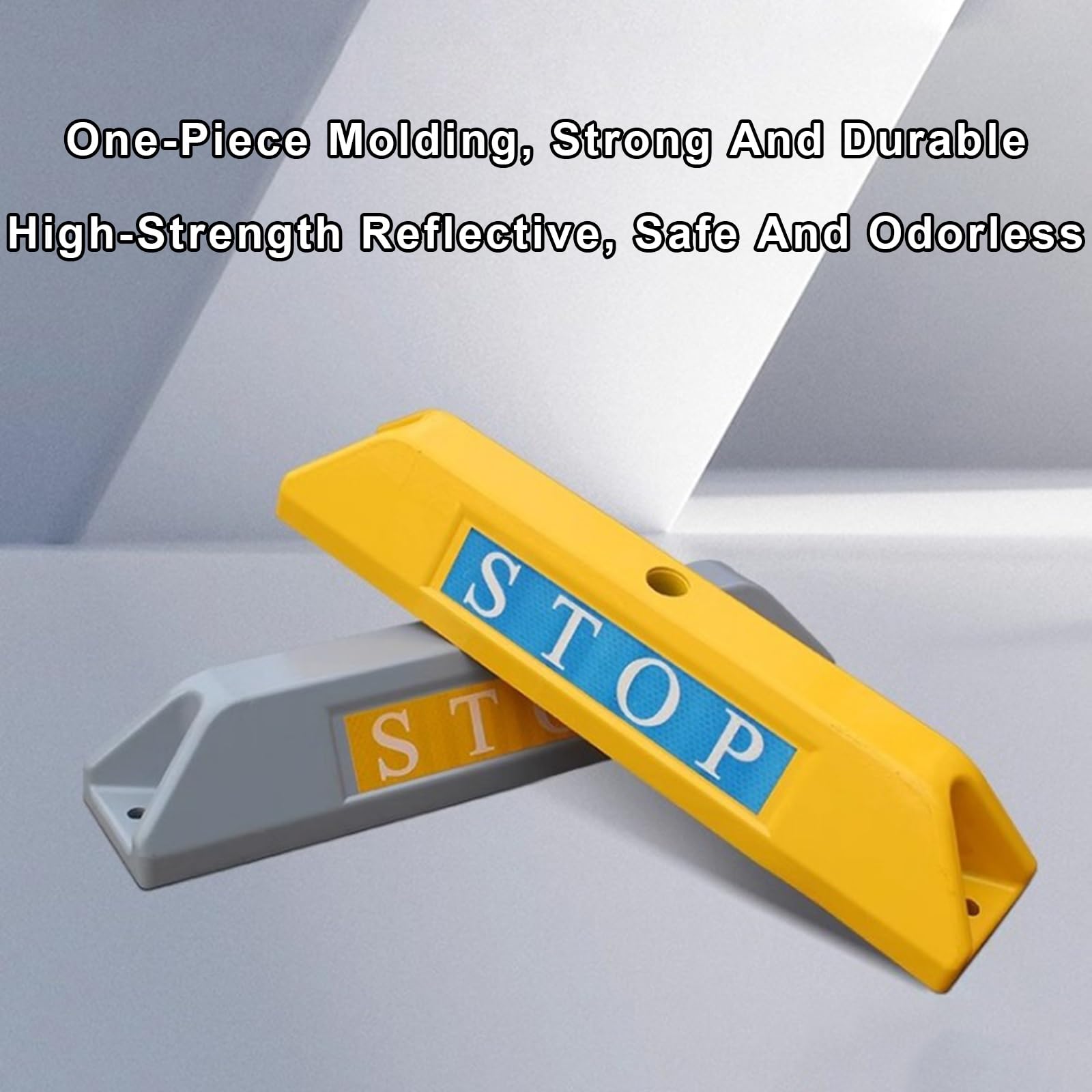 Calzos Autocaravana, Rampas para Coche, Tope de Aparcamiento para Vehículos Fabricado en Aleación de Aluminio, Freno de Rueda con Logotipo Reflectante, para Entrada de Vehículos, Garaje(Gray)