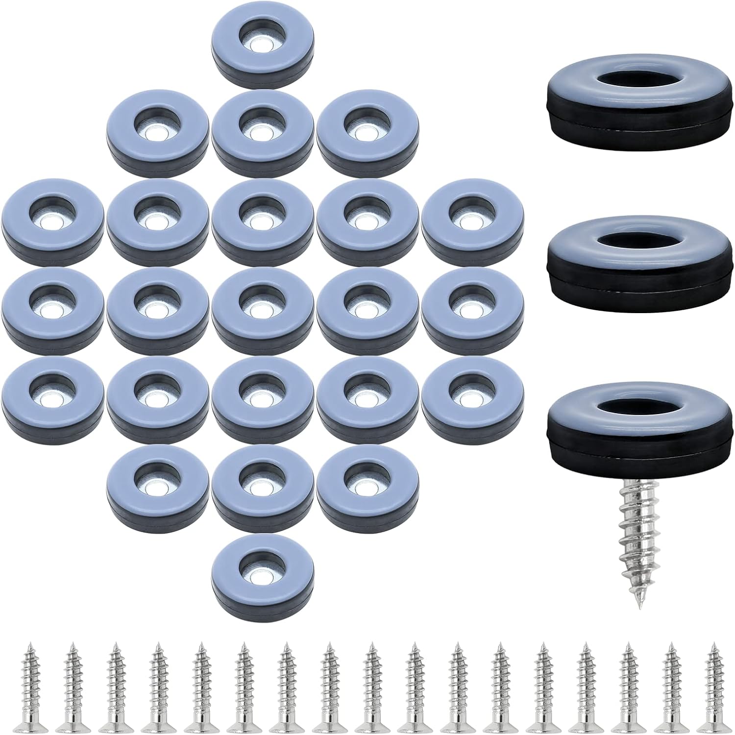 Suiwotin 24pcs 1" (25mm) Screw on Furniture Sliders, Teflon Chair Leg