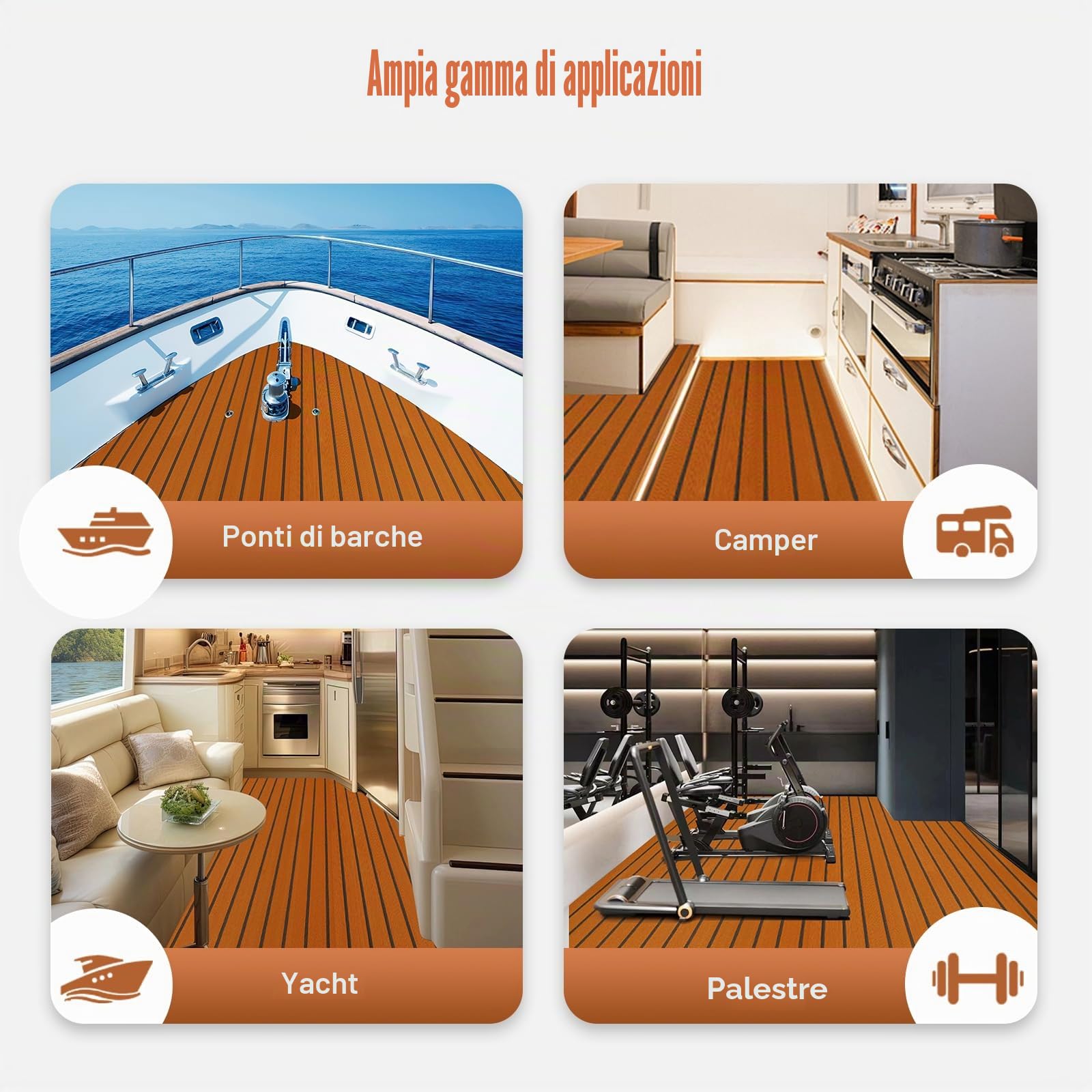 Tappetino antiscivolo in teak, 270 x 90 cm, in schiuma di teak, Adesivo autoadesivo Tappetino Antiscivolo per barche, yacht, galleggianti