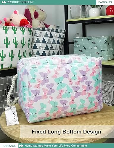 Miniatura 7 de FANKANG - Cesta rectangular de tela con estampado de dinosaurios para almacenamiento de guardería, cesta de almacenamiento, bolsa de libros, cestas