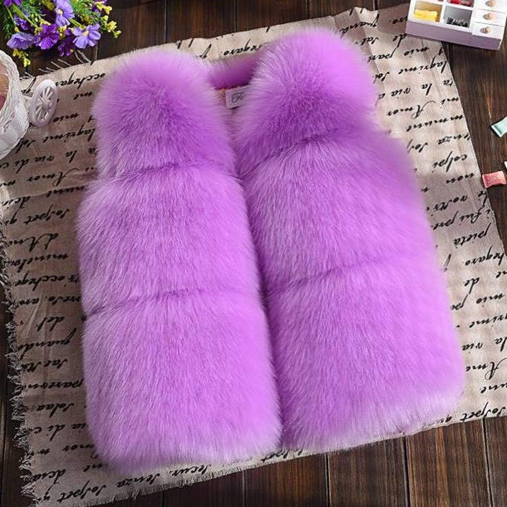 EnJoCho Winter Faux-𝐅𝐮𝐫 Vest for Baby Girls Warm Outwear Clothes Jacket Thick Kids Fleece Coat Children