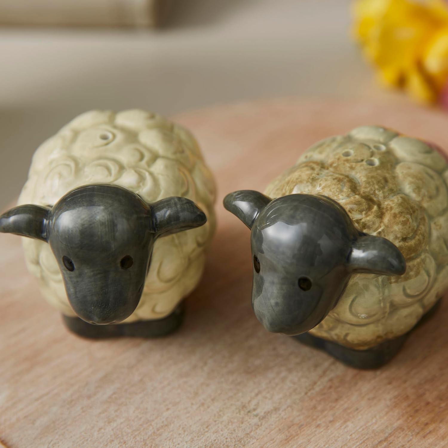 Cooksmart Highland Sheep Salt & Pepper Shaker | British Designed Ceramic Seasoning Set | Rustic Sheep & Nature Print | Stoneware Kitchen Tableware | Farmhouse-Style Dining Accessories | Hand Wash Only