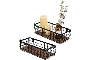 MyGift Wall Mounted or Tabletop Rustic Black Metal Wire and Burnt Wood...