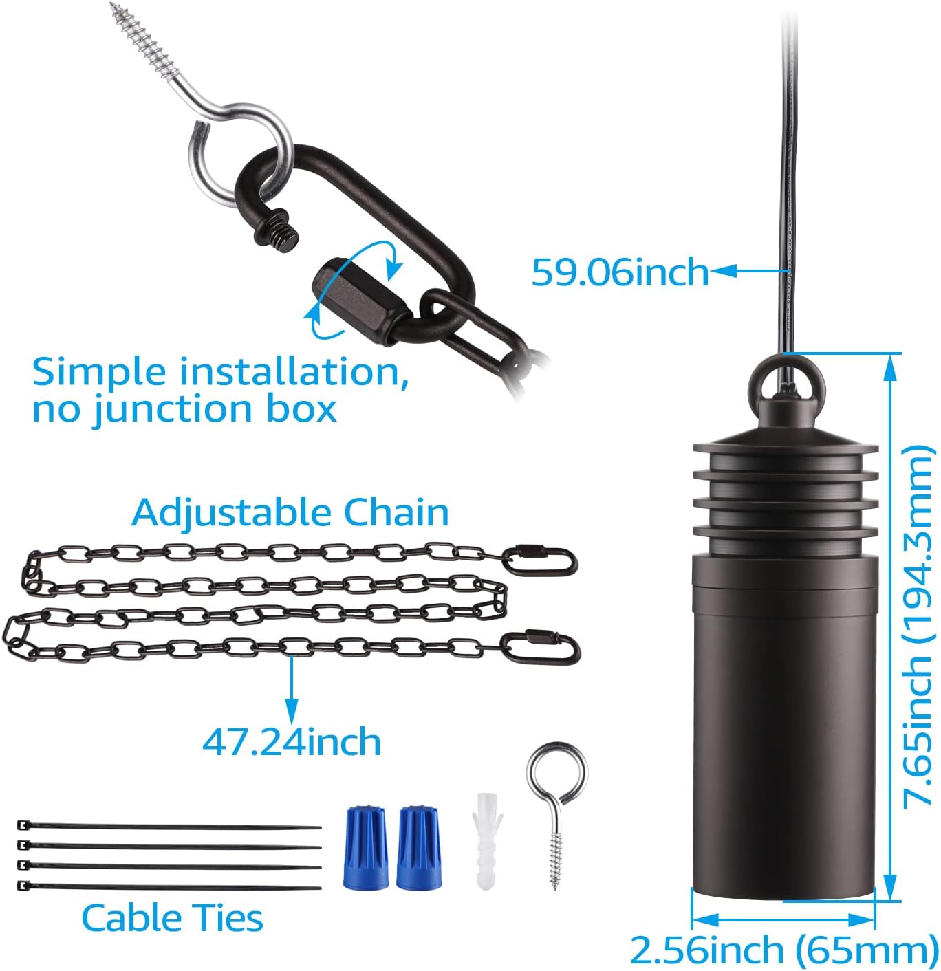 LEONLITE Low Voltage Hanging Landscape Lights, 12V Hanging Tree Lights, UL Listed, LED Outdoor Pendant Light for Gazebo, Pergola, Garden, Aluminum, IP65, 2700K Soft White, Oil Rubbed Bronze, Pack of 4 - - 