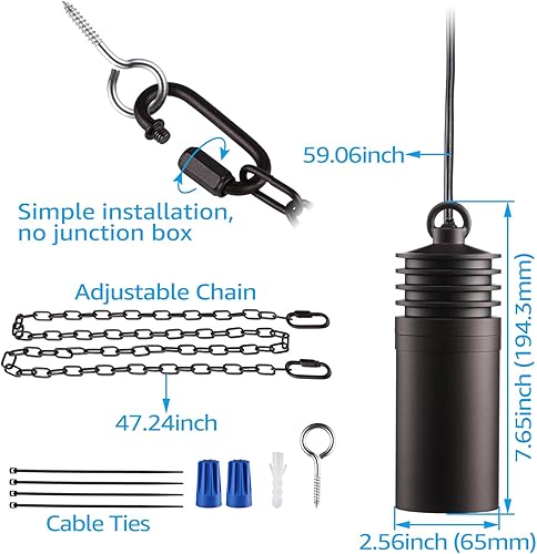 Miniatura 7 de LEONLITE Luces colgantes de bajo voltaje, luces colgantes de árbol de 12 V, certificación UL, lámpara colgante LED para exteriores para cenador,