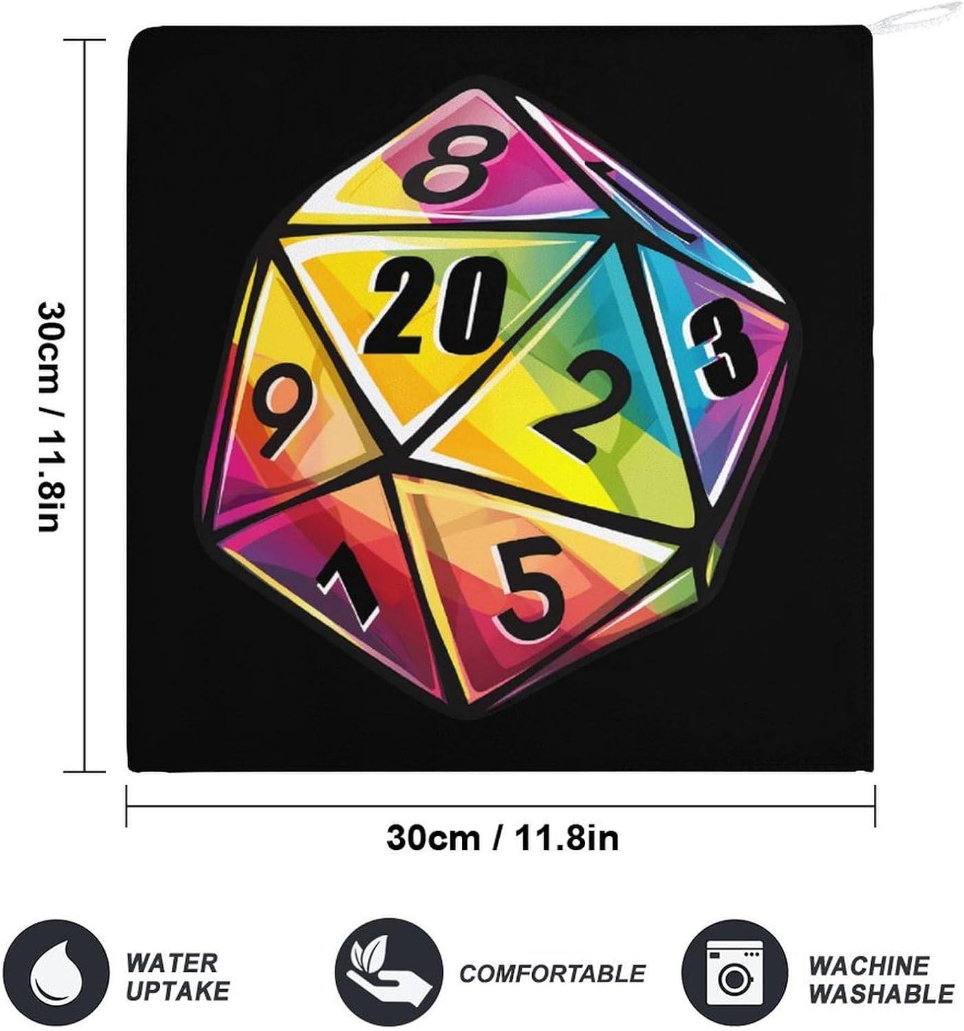 Rainbow Dice Hand Towels for Bathroom Kitchen Towels Small Towel Handkerchiefs with Hanging Loop 4PCS