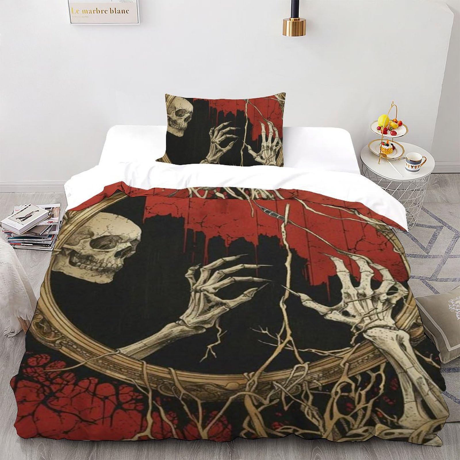 Housse de couette 135x200cm imprimé 3D Les os bedding microfibre enfant