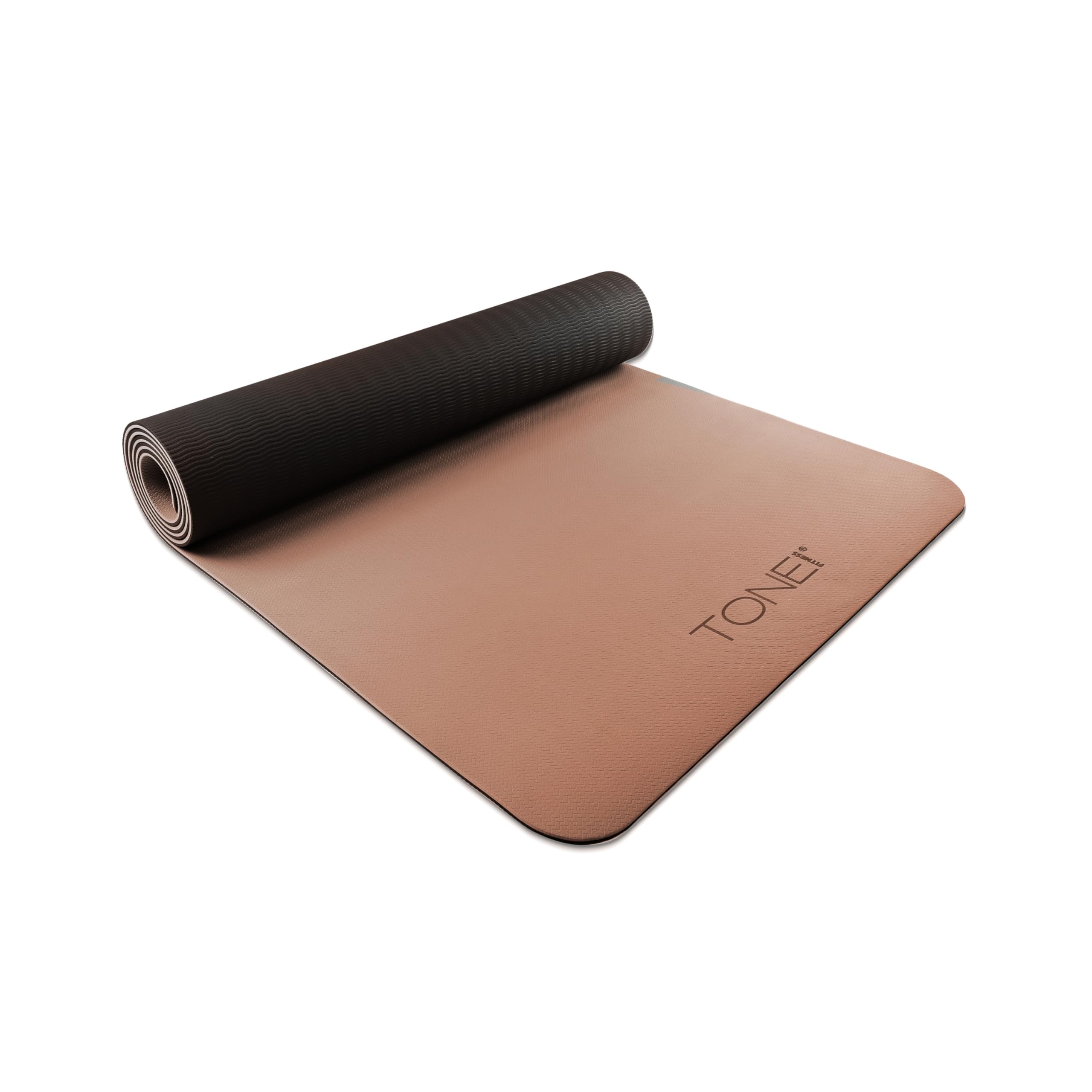 tone fitness yoga mat 1/4" thick non slip exercise & pilates mat for home workouts with carrying strap | multiple options