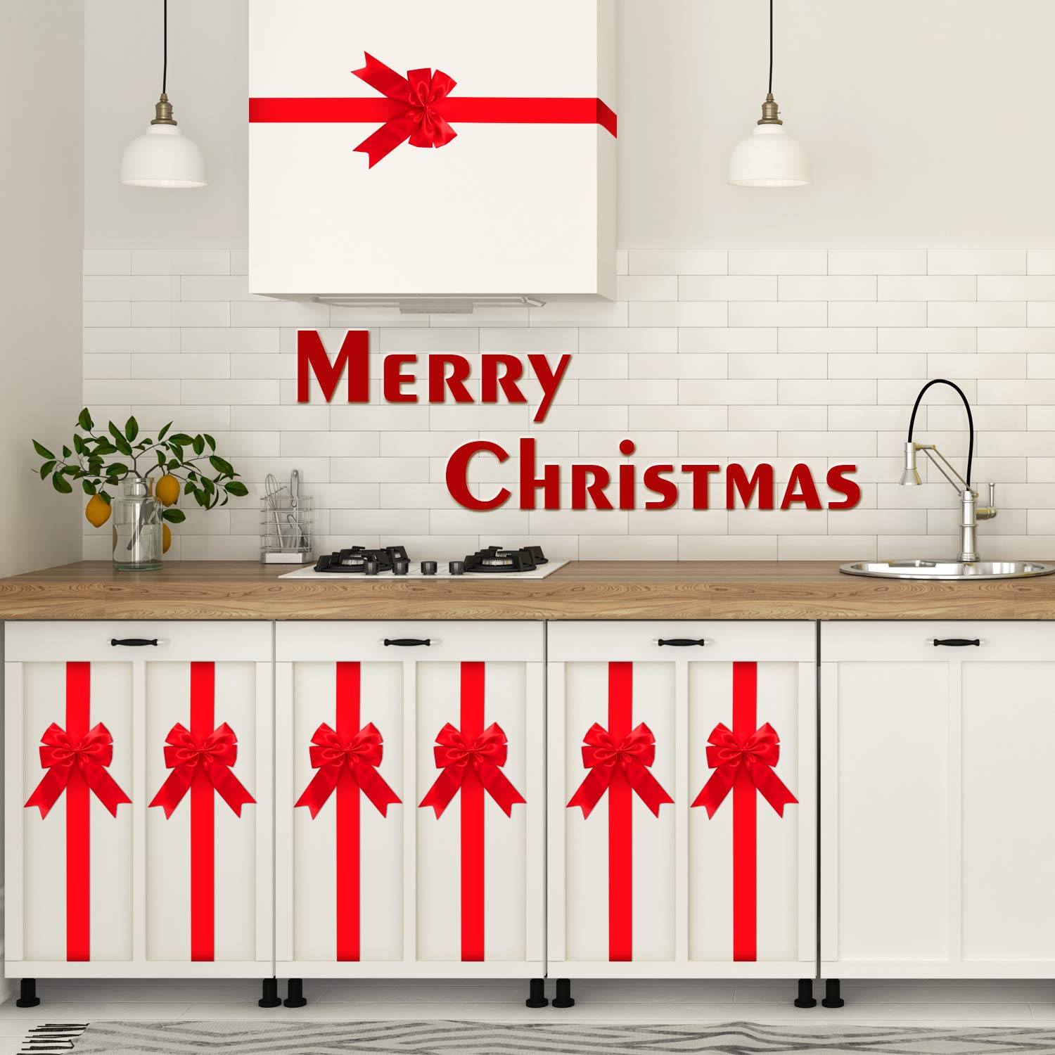 WILLBOND - Cintas de Navidad para gabinete (9 unidades), color rojo