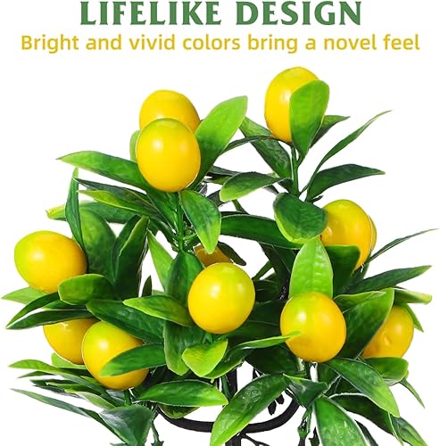 Miniatura 3 de Pequeña planta artificial en maceta de limonero, bonsái de árbol de limón sintético para decoración de oficina en casa, no requiere mantenimiento