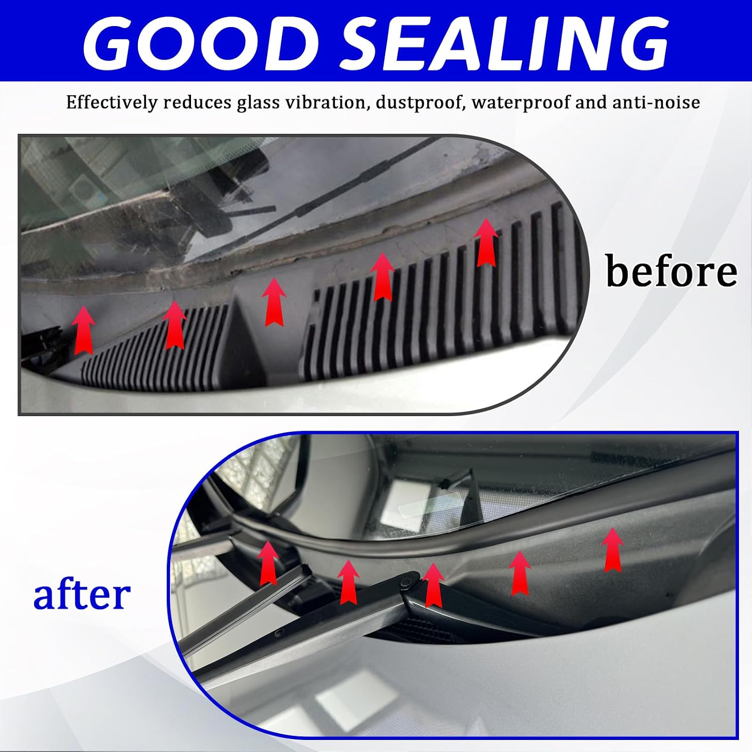 1.8M/6Ft Windshield Cowl Rubber Seal Strip, H-Shape Window Door Sunroof Seal, Waterproof & Soundproof Molding Trim Strips, Cuttable Weather Stripping Seal Strip for Cars/Trucks/SUVs
