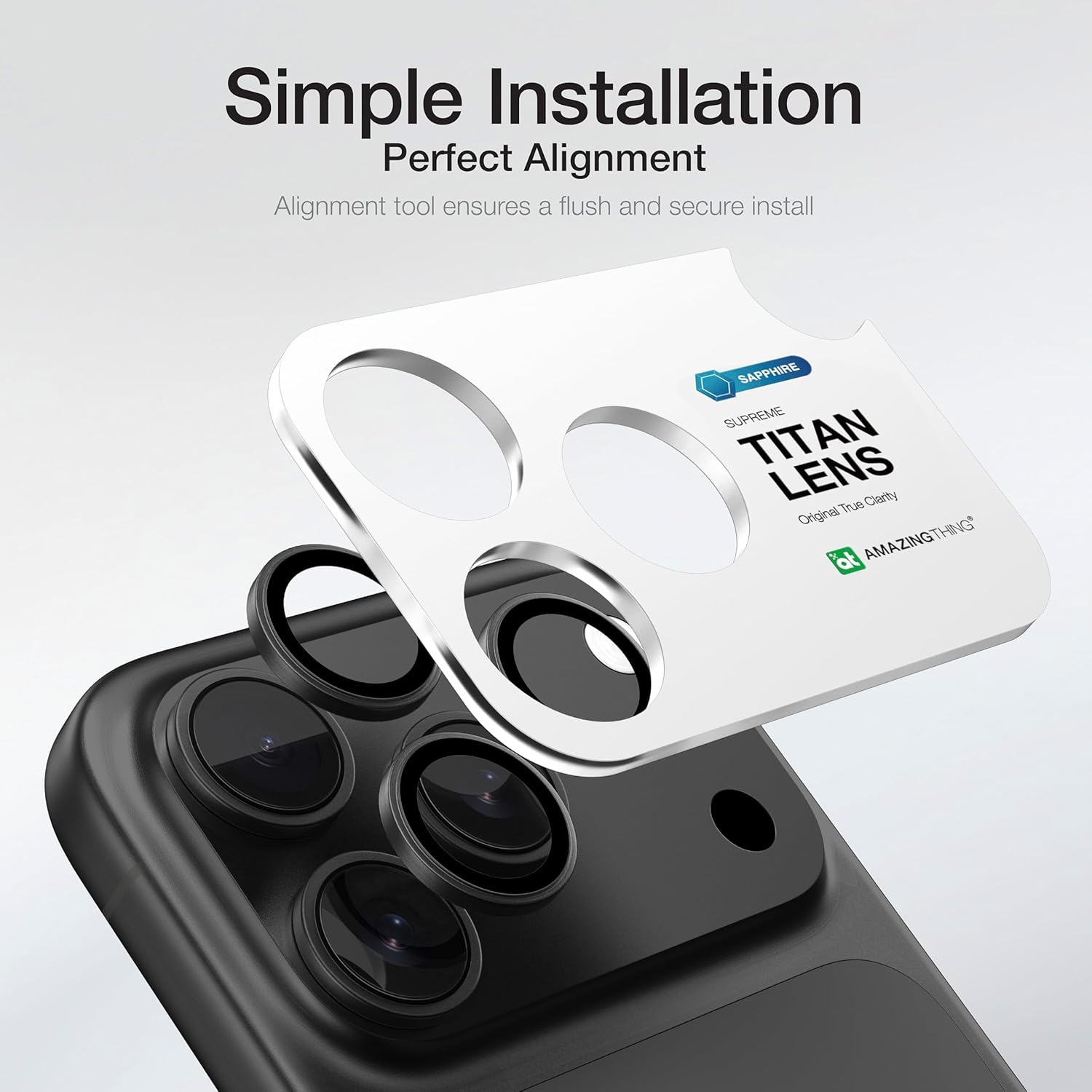 AMAZINGthing for iPhone 17 Pro/Pro Max [Titan - AR Lens] Camera Lens Protector, Lens Cover, 3-Lens Set, AF/AR Coating, 7-Layer Optical Structure, Flush Fit, Easy Install Alignment Tool