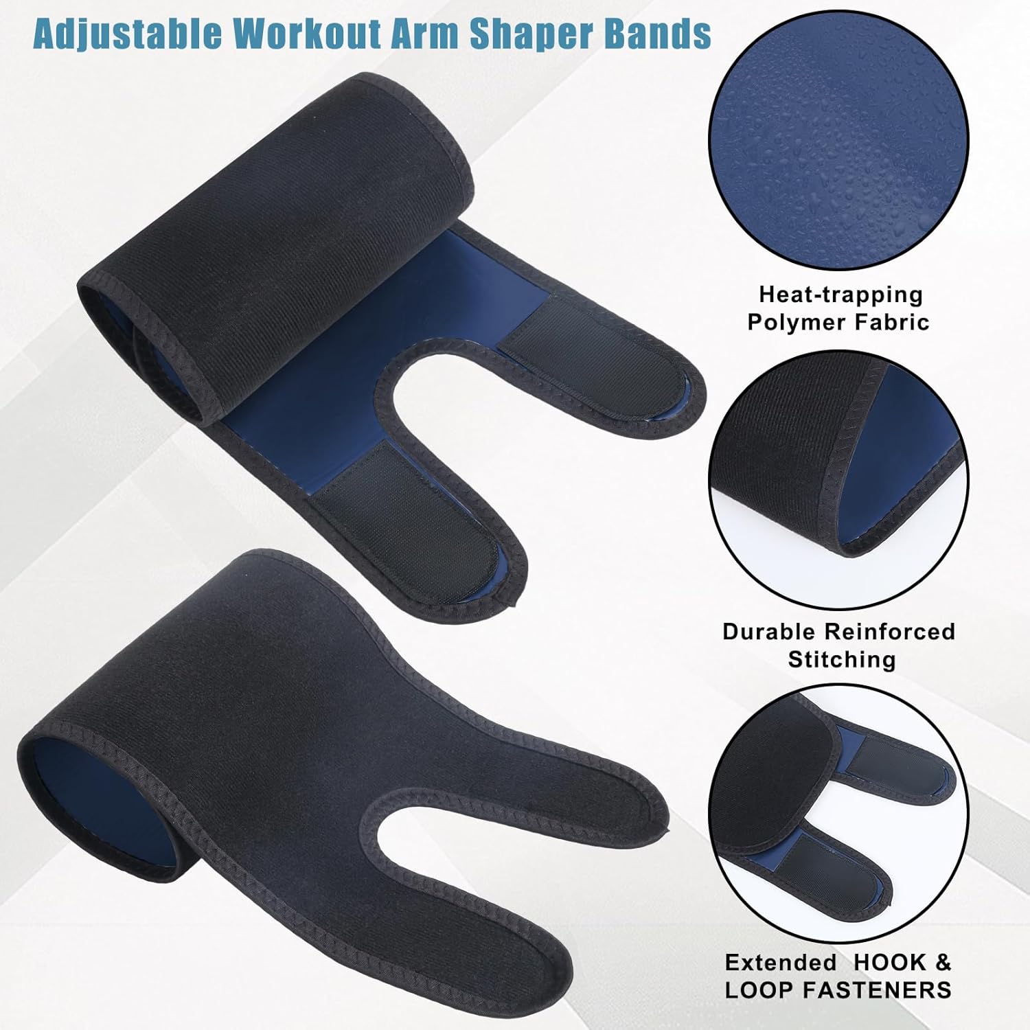 Women's Arm Trimmers 2Pcs Adjustable Sweat Arm Shaper Bands Compression Workout Sleeves Sauna Wraps for Flabby Arms - Image 5