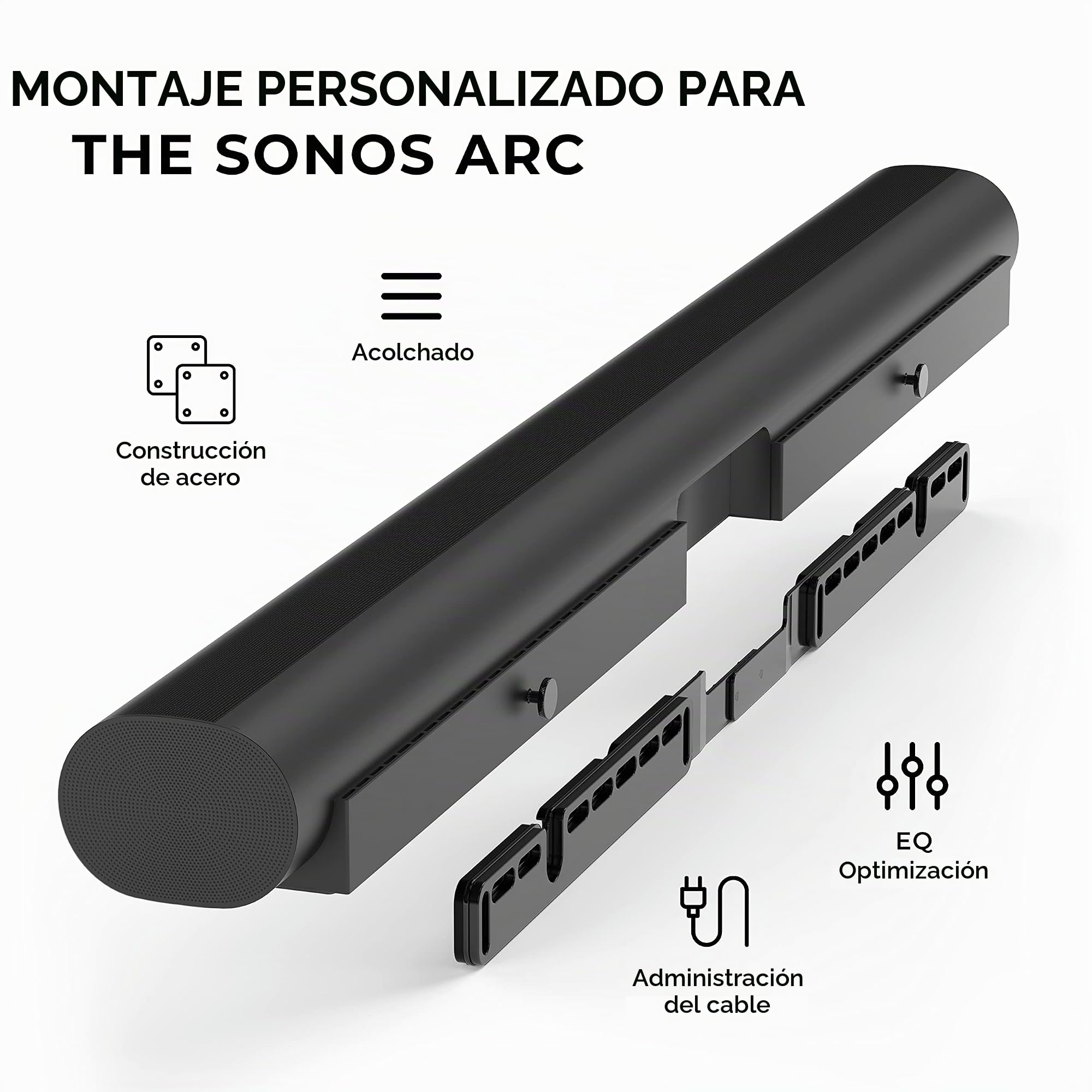 HumanCentric Soporte de Pared Compatible con Barra de Sonido Sonos ARC (Negro), Soporte de Montaje de Estilo Flotante Compatible con Sonos ARC Wall Mount, Soporte de Barra de Sonido para Soporte de