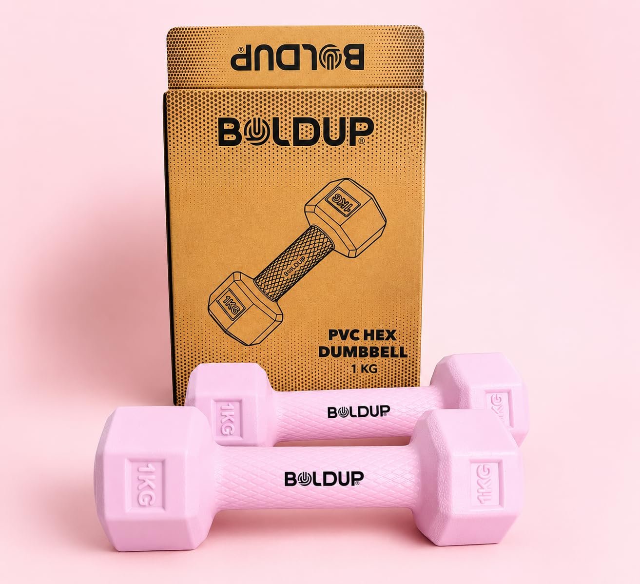 PVC Hex Dumbbell Set | Gym Fitness for Home Workout for Men & Women (1KG Pack of 2 Pink)-image-8