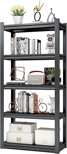 Miniatura 4 de Estantería de metal ajustable de 5 niveles, estantes de almacenamiento resistentes, organizador comercial para garaje, sótano, cocina, despensa,