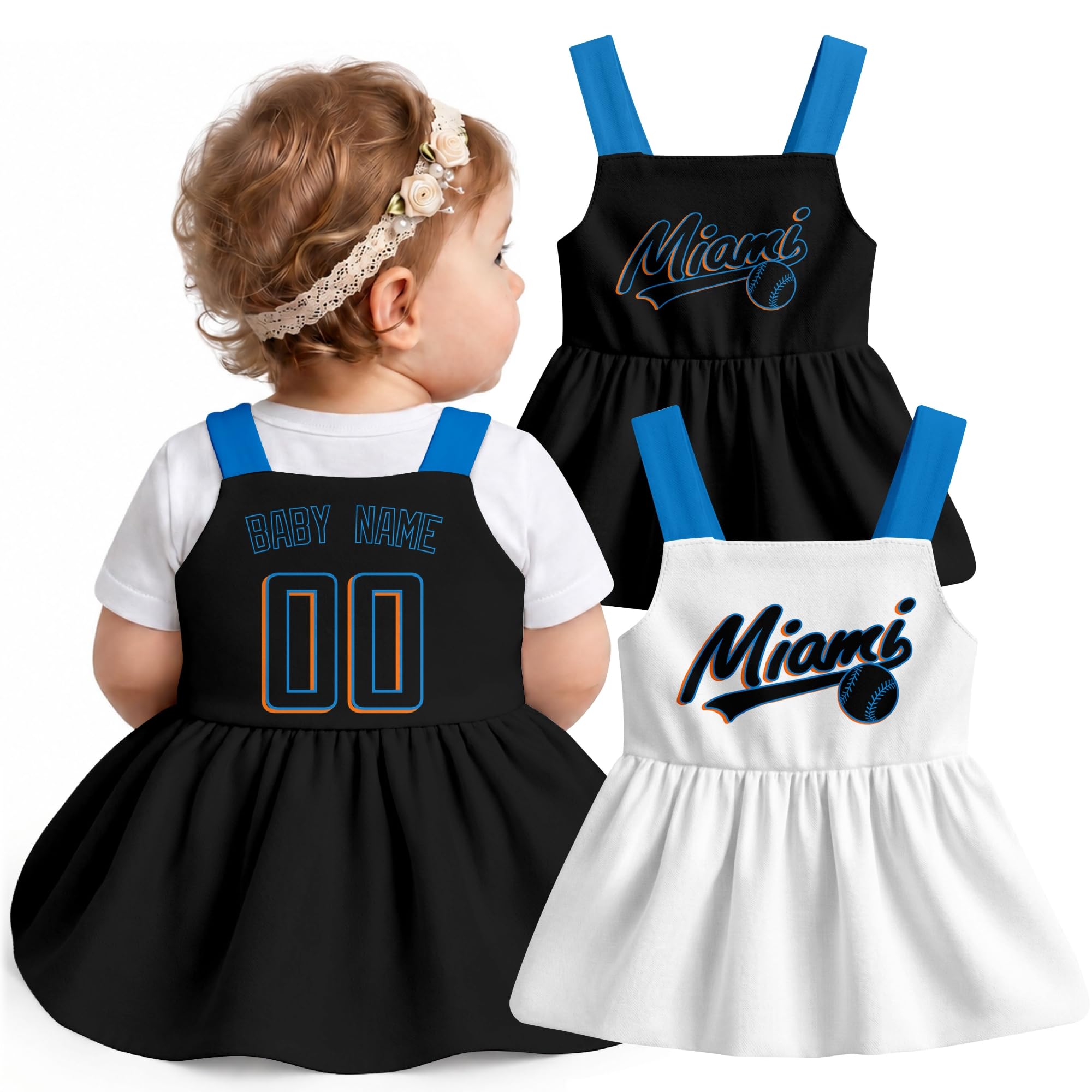 KREDE Baby Girl Clothes Custom Baby Strap Dress with Number Name for Baby Girl Gifts