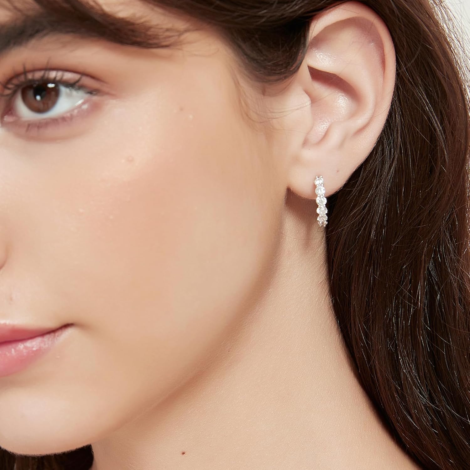 Moissanite Earrings for Women - D Color VVS1 Huggie Earrings White Gold Plated Sterling Silver Hoop Earrings for Women Gifts - Image 3