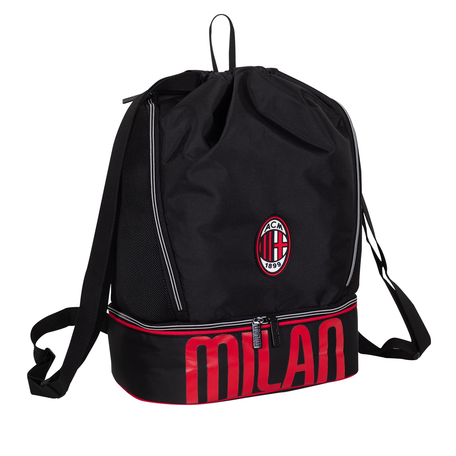 Seven AC Milan Glorious History Gym Bag, Hard Bottom Shoe Holder, Bottle Cage, Child, Boy, Football, Official Product, Gift Idea