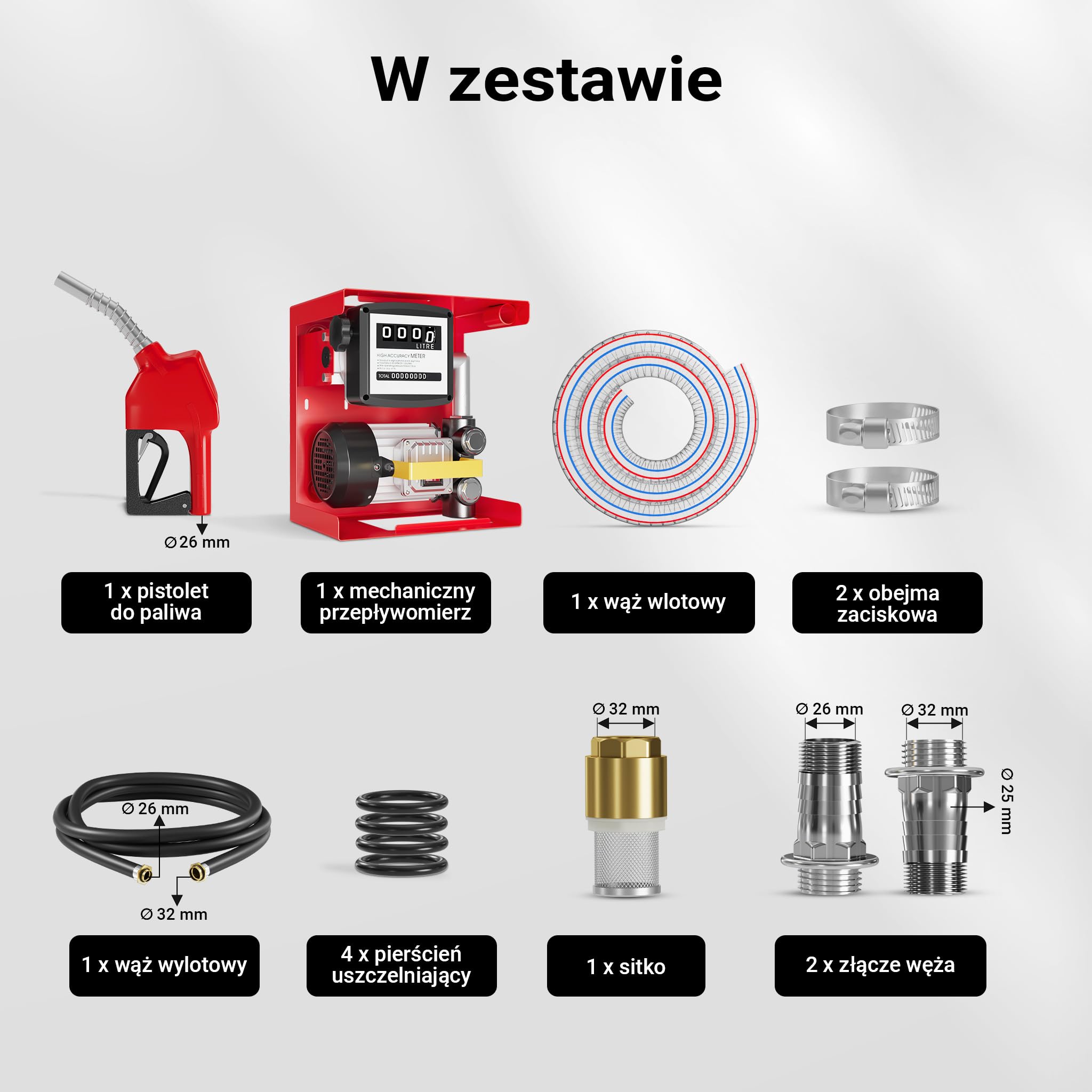 Wiltec Pompa do oleju napędowego i opałowego 550 W 20-60 l/min, samozasysająca z wbudowanym licznikiem, wężami i pistoletem