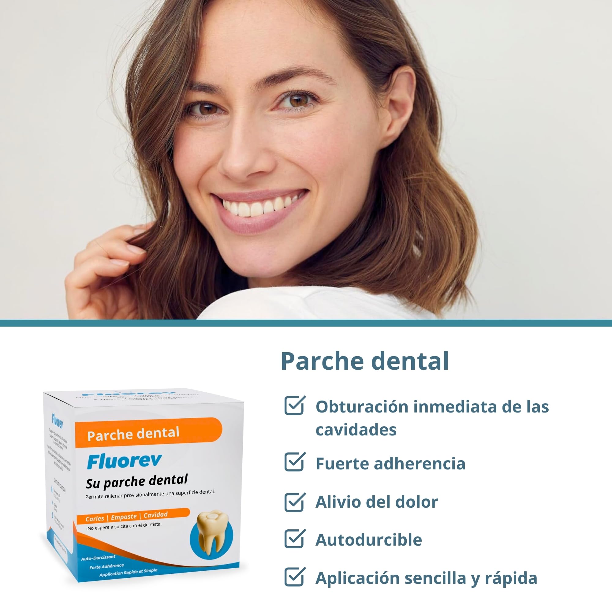 Relleno dental temporal con óxido de zinc 15 g reparación caries dolor